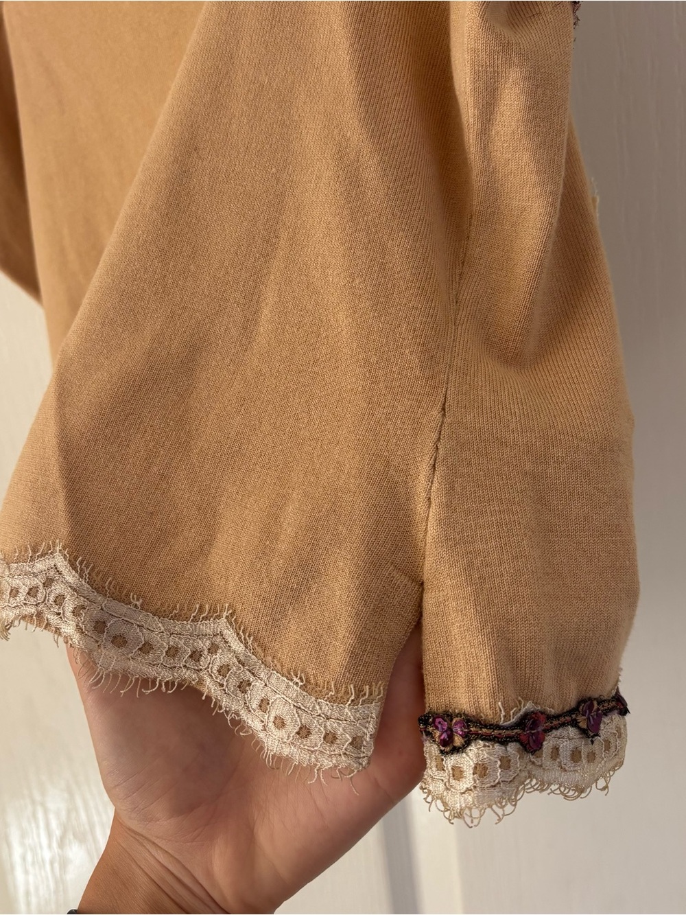 Vintage Alberto Makali Beige Lace Appliqué Camisole with Beading and Sequins - Picture 7 of 8